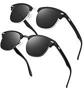LINVO Polarized Semi Rimless Sunglasses for Men Women, Classic Retro Shades Half Frame Driving Su...