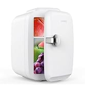 CROWNFUL Mini Fridge, 4 Liter/6 Can Portable Cooler and Warmer Personal Refrigerator for Skin Car...