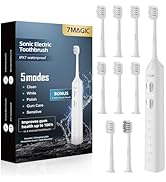 7MAGIC Sonic Electric Toothbrush for Adults and Kids - Up to 180 Days Runtime, 48000 VPM Powered ...