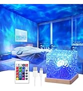Ocean Wave Projector Light, 16 Colors Rechargeable Luminorthe Cube Lamp with Touch and Remote Con...