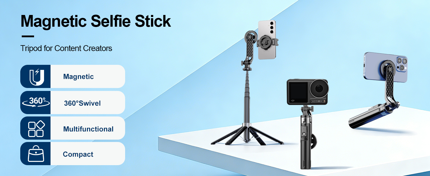 4 in 1 multifunctional magnetic selfie stick