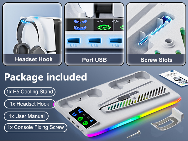 ps5 stand and cooling station with dual controller charging