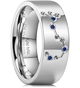 King Will 8mm/10mm 316L Stainless Steel Zodiac Ring for Men Women, 12 Constellation Star Map Band...