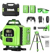 16 Line Laser Level 360 Self Leveling, 4x360°Professional 4D Green Cross Line laser Level with 2 ...