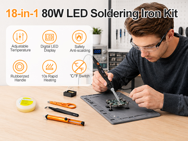 Soldering Iron Kit 80W LED Adjustable