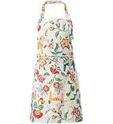 DILLMAN Aprons for Women with Pockets Cotton Linen Cooking Kitchen Baking Soft Durable Floral Gar...