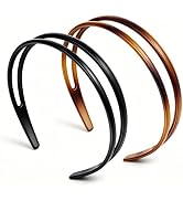 Rosojodg 2 Piece Set of Double, Row Teeth Plastic Hairbands in Black And Brown- Boxed, Ideal Non ...