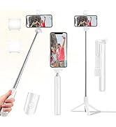 Selfie Stick Tripod, 40 in Retractable Phone Tripod with Wireless Remote Control & Light, Portabl...