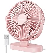 SWEETFULL Small USB Desk Fan, 3 Speeds Portable Personal Desktop Table Fan , Dual 360° Adjustment...