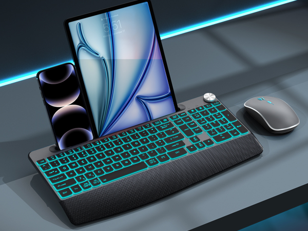 wireless keyboard with phone holder