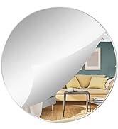 DARENYI 9" Round Wall Mirror Tile, Self Adhesive Non Glass Mirror Sticker Acrylic Mirror Sheet Di...