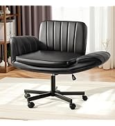 VENDORZ Criss Cross Chair with Wheels &amp; Armrests, Criss Cross Office Swivel Chair, PU Leather Van...