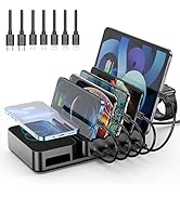 Charging Station for Multiple Devices,75W 5 Ports Wireless Charging Station with PD 20W USB-C &amp; Q...