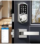 Veise VE06-L Smart Locks with 2 Lever Handle Set, App Control, Keyless Entry Deadbolt for Front D...