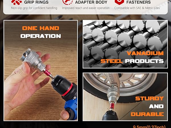 Universal Socket Triple Grip Rings SAE Metric Fasteners Non Slip