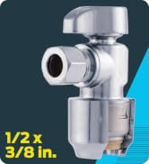 SharkBite Max 1/2 x 3/8 Inch Compression Angle Stop Valve, Quarter Turn, Push to Connect Brass Pl...