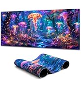 Simpkeely Large Fantasy Forest Jellyfish Gaming Mouse Pad - Blacklight Fairytale Waterproof Desk ...