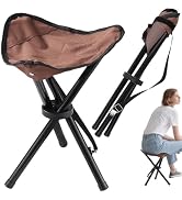 Travel Folding Camping Stool, 14.6 inches Lightweight Outdoor Tripod Chair and Maximum weight 210...