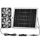 pqins 30W Solar Fan 2 Kit, Solar Powered Exhaust or Intake Fan for Greenhouse Air Circulation and...