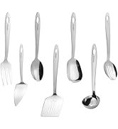 HIFIND Cooking Utensils Set, 7-Piece Stainless Steel Kitchen Utensils Set, Durable Utensil Set fo...