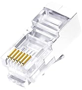 Telephone Modular Plug RJ11/RJ12 6P6C Connector Long Body for Phone Line Cord (50 Pack) (FTP)