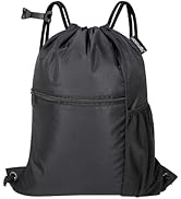 HOLYLUCK Men &amp; Women Outdoor Sport Gym Sack Waterproof Drawstring Backpack Bag -black