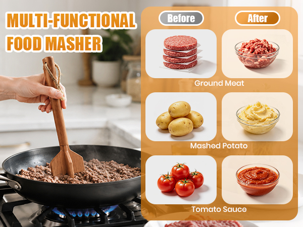 Teak Wooden Ground Beef Masher 