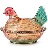 xyadyhz Glass Chicken Candy Dish with Lid - Vintage Hen on Nest Glass Dish, Clear Crystal Decorat...