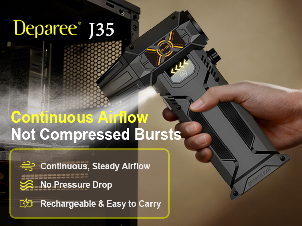 Deparee J35 Air Duster | Continuous Airflow, Rechargeable &amp;amp; Portable | Ideal for Electronics