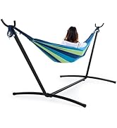 Sweetcrispy Double Hammock with Space Saving Steel Stand Heavy Duty 2 Person Standing Hammocks 45...