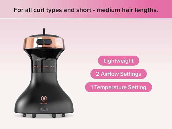 Diffon Ceramic Diffuser For all curl types and short-to-medium hair lengths.