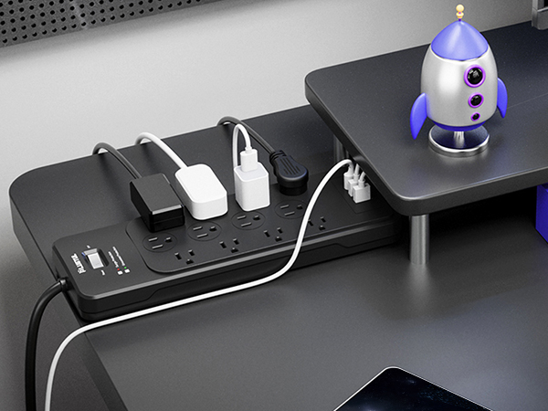 power strip surge protector usb c power strip 10ft 15ft 20ft 25ft extension cord black