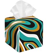 BLYKVGHQ Liquid Stripes Square Tissue Box Cover Brown and Black Abstract Wave Line Tissue Box Hol...