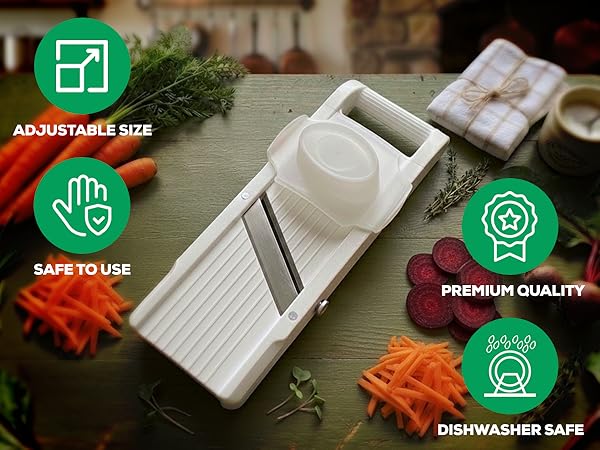 Benriner Mandoline Super Slicer, with 4 Japanese Stainless Steel Blades