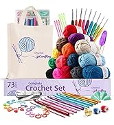73 Piece Crochet Kit for Beginners Adults and Kids, Premium Crochet Set with 21 Crochet Hooks Set...