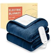 HOMLYNS LuxeHeat Heated Blanket Electric Blanket, Soft Flannel Sherpa Heated Throw, Heating Blank...
