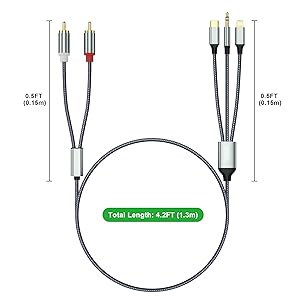 USB-C to 2 RCA Cables