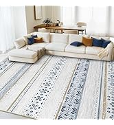 BESTSWEETIE 8x10 Area Rugs for Living Room Washable Moroccan Farmhouse Neutral Geometric Low Pile...