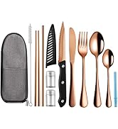 Logcow Travel Utensils with Case,Reusable Utensils,Portable Travel Camping Cutlery Set,Stainless ...