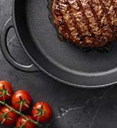 JINCHUFURI Cast Iron Skillets, Pre-Seasoned Heavy Duty Cast Iron Frying Pan, Large Cooking Pan wi...