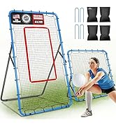 JOLORLY 2-in-1 Volleyball Rebounder Net, Adjustable from 7x4 ft to 4x4.5 ft, 4-Angle Bounce Back ...