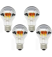 Edearkar A19 Half Chrome Light Bulb 6W Dimmable, E26 Base Daylight White 6000K 60W Equivalent 600...