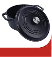 A large cast-iron pot with a lid.