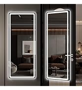 Hasipu Full Length Mirror with Lights, 44" x 16" LED Lighted Wall Mounted Mirror, Over The Door H...