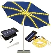 ZNYCYE Patio Umbrella Solar Lights with 8 Lighting Modes - Upgraded Larger Solar Panel Clip 5V 15...