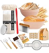 Sourdough Starter Kit, 24PCS Sourdough Bread Baking Supplies, 9"Round &amp; 11"Oval Banneton Bread Pr...