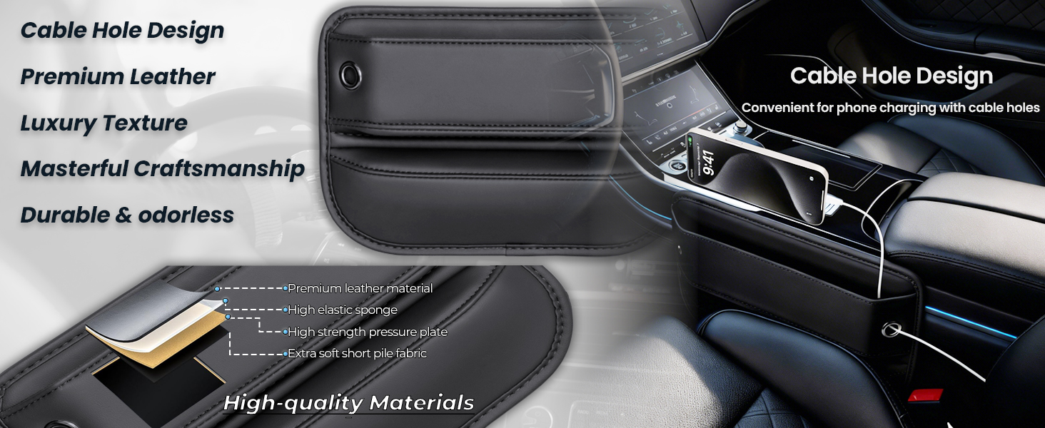 Cable Hole Car Organizer?Luxury Texture Car Storage