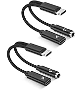 2-Pack 2-in-1 USB-C to 3.5mm Aux Adapter, Android Dongle C to C Fast Charging for Apple iPhone 17...