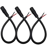 0.8FT DC Pigtail Cable 5.5mmx2.1mm Female 12V/24V Barrel Connector Maintenance Power Cord 16AWG f...