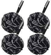 AmazerBath Bath Shower Loofah Sponge 75g/PCS Bath Sponges for Men Exfoliating- Set of 4 Black Spo...